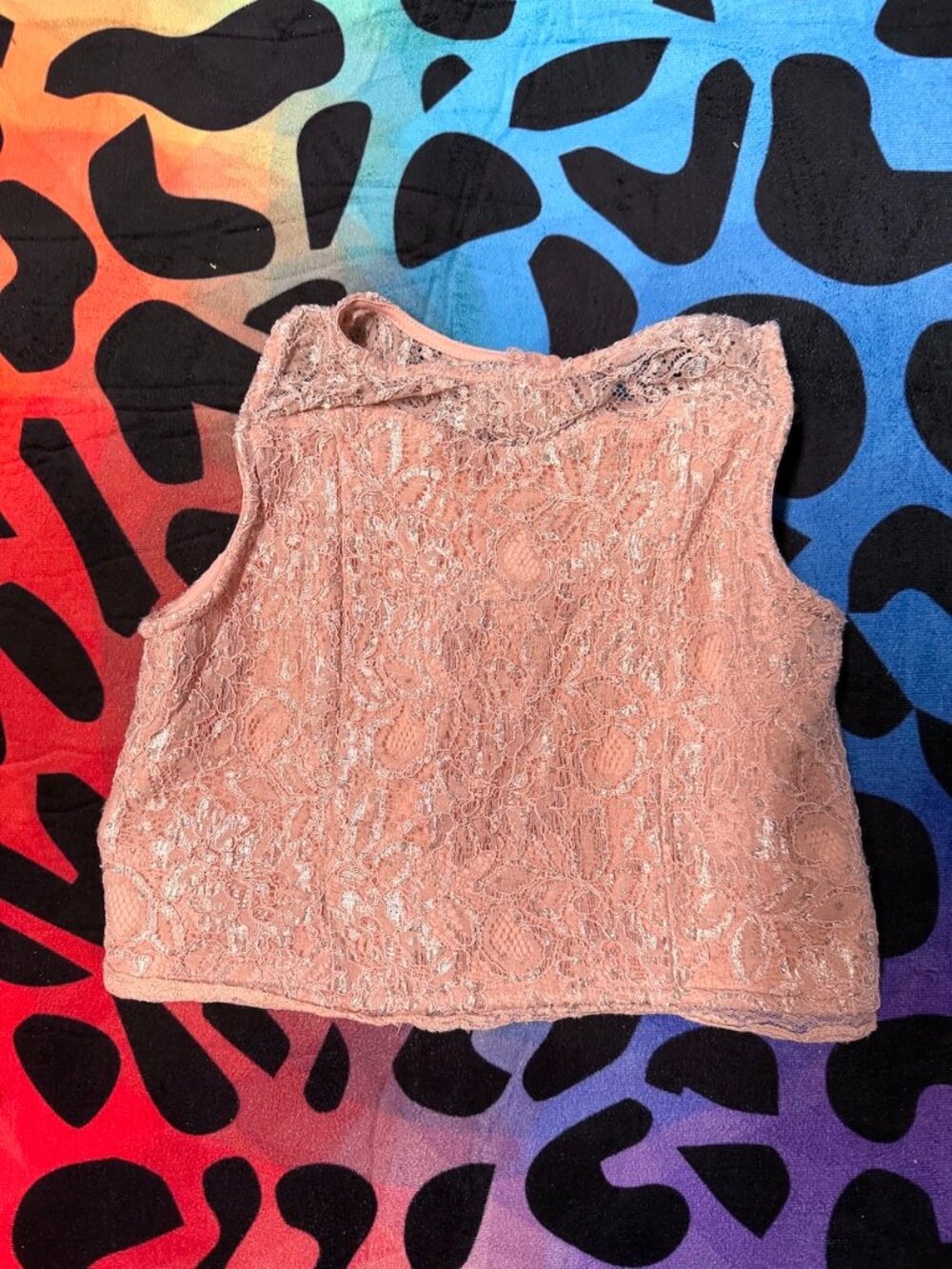 MY MICHELLE GIRLS MAUVE PINK SLEEVELESS FLORAL LACE DRESS TOP SIZE 16 SELF: 53%